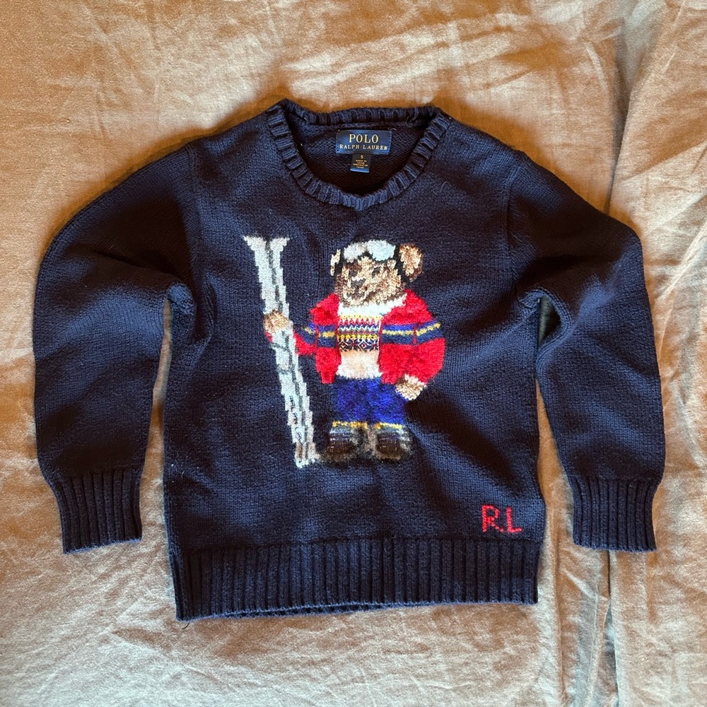 ***SOLD*** Navy blue Polo Ralph Lauren sweater with ski bear design